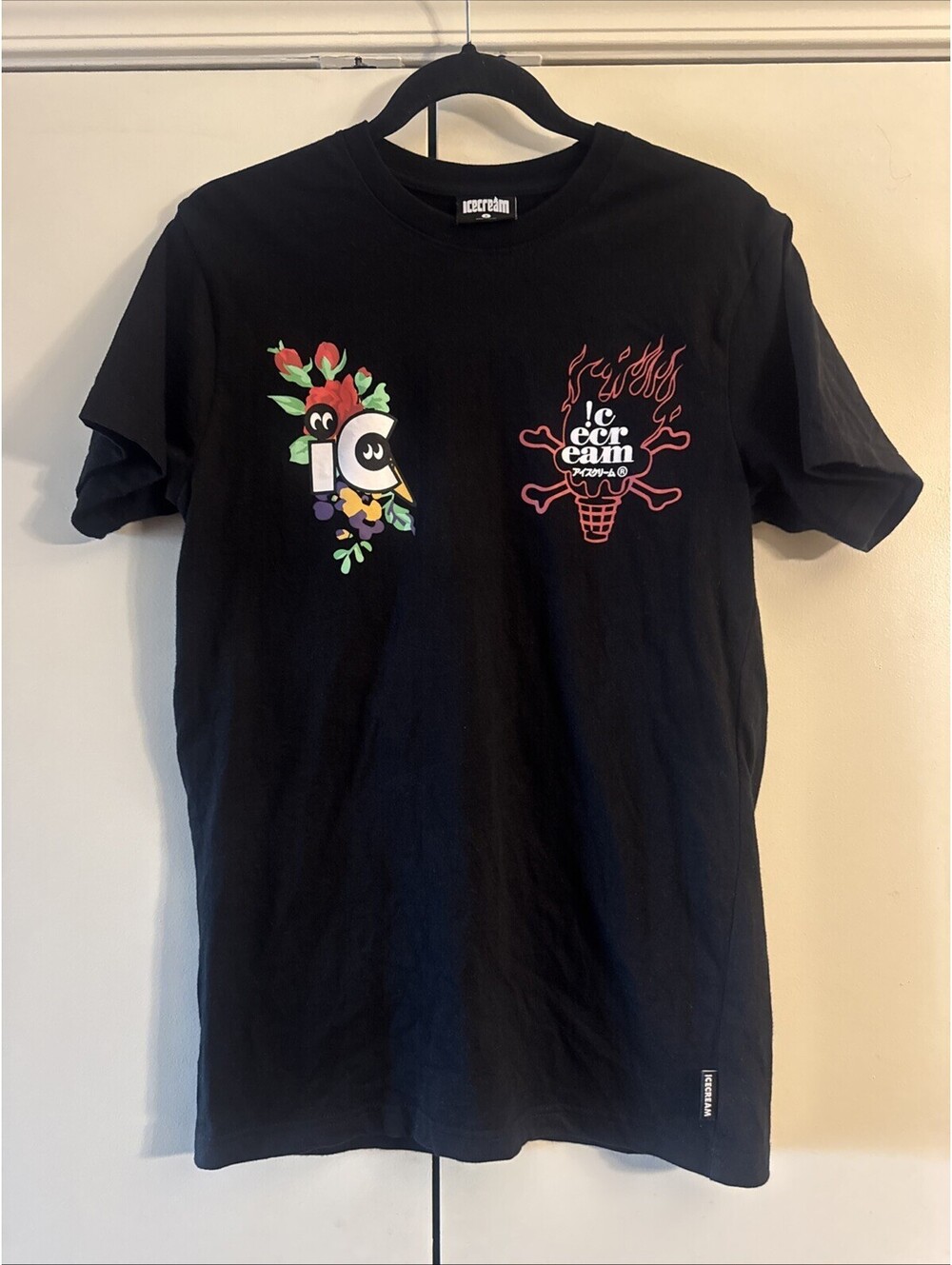 ICECREAM Billionaire Boys Club Dragon Fire Graphic T-Shirt Small Black BBC